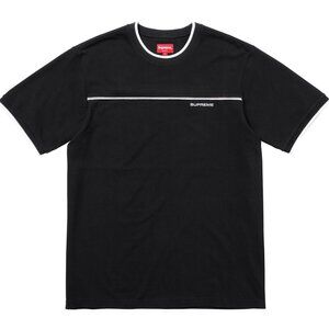 NWT SUPREME CONTRAST YOKE PIQUE TOP BLACK XL